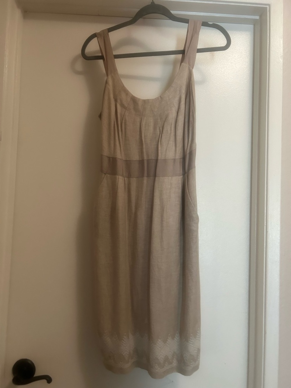 Banana Republic Petite Soft Beige Dress with Scoop Neck